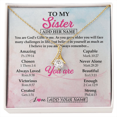 Alluring Beauty Necklace 18K Yellow Gold Finish | 1 | Personalized To My Sister Gifts Necklace From Brother Christian Religious Jewelry Gifts For Sister Birthday Graduation Christmas Custom Gift Box Message Card | https://siriusteestore.