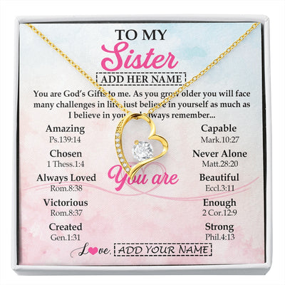 Forever Love Necklace 18K Yellow Gold Finish | 1 | Personalized To My Sister Gifts Necklace From Brother Christian Religious Jewelry Gifts For Sister Birthday Graduation Christmas Custom Gift Box Message Card | https://siriusteestore.