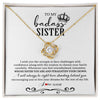 Love Knot Necklace 18K Yellow Gold Finish | Personalized To My Sister Necklace From Brother Sister Wish You The Strength Sister Birthday Christmas Graduation Jewelry Customized Gift Box Message Card | siriusteestore