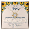 Love Knot Necklace 18K Yellow Gold Finish | Personalized To My Sister Necklace From Brother Sunflower You Are My Sunshine Sister Jewelry Graduation Birthday Christmas Customized Gift Box Message Card | siriusteestore