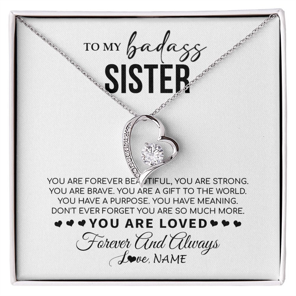 Forever Love Necklace | Personalized To My Sister Necklace From Family You Are Forever Beautiful Sister Birthday Graduation Christmas Customized Gift Box Message Card | siriusteestore
