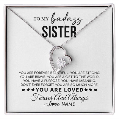 Forever Love Necklace | Personalized To My Sister Necklace From Family You Are Forever Beautiful Sister Birthday Graduation Christmas Customized Gift Box Message Card | siriusteestore