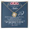 Love Knot Necklace 18K Yellow Gold Finish | Personalized To My Sister Necklace from Brother Sister Believe In Yourself Sister Birthday Graduation Christmas Customized Message Card | siriusteestore