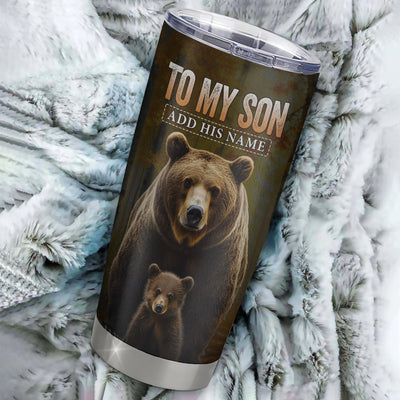 Personalized To My Son Bear Tumbler From Mom Dad Mother Every Day Laugh Love Live Son Birthday Gifts Graduation Christmas Custom Stainless Steel Travel Mug | siriusteestore