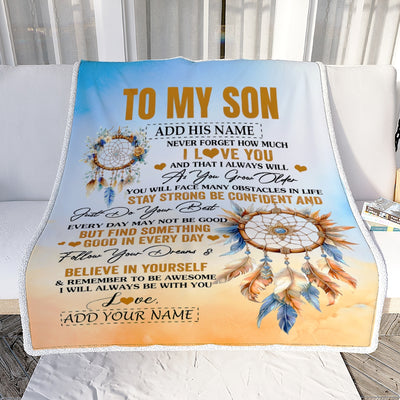 Personalized To My Son Blanket Dream Catcher I Love You Forever From Mom Dad Son Birthday Gifts Christmas Thanksgiving Graduation Customized Fleece Blanket | siriusteestore