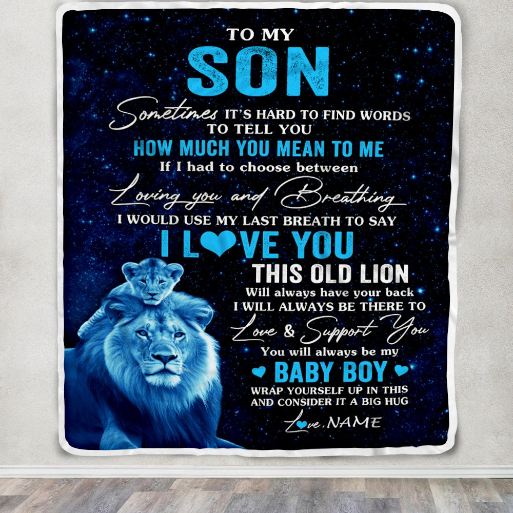 Personalized To My Son Blanket From Dad Father I Love You This Old Lion Son Birthday Graduation Christmas Customized Fleece Throw Blanket | siriusteestore