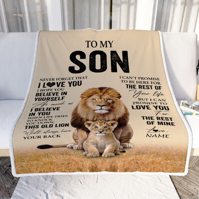 Personalized To My Son Blanket From Dad Father Lion Never Forget That I Love You Son Birthday Gifts Graduation Christmas Customized Fleece Throw Blanket | siriusteestore
