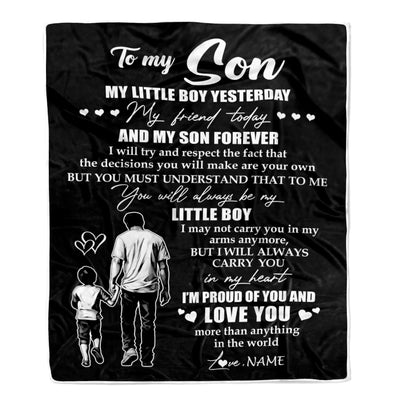 Personalized To My Son Blanket From Dad Father My Little Boy My Friend Proud And Love Son Birthday Graduation Christmas Customized Fleece Throw Blanket | siriusteestore