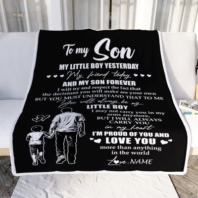 Personalized To My Son Blanket From Dad Father My Little Boy My Friend Proud And Love Son Birthday Graduation Christmas Customized Fleece Throw Blanket | siriusteestore