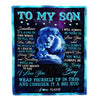 Personalized To My Son Blanket From Dad Father Sometimes It's Hard Lion Son Gift Birthday Graduation Christmas Custom Customized Fleece Throw Blanket | siriusteestore