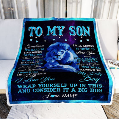 Personalized To My Son Blanket From Dad Father Sometimes It's Hard Lion Son Gift Birthday Graduation Christmas Custom Customized Fleece Throw Blanket | siriusteestore