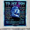 Personalized To My Son Blanket From Dad Father Sometimes It's Hard Lion Son Gift Birthday Graduation Christmas Custom Customized Fleece Throw Blanket | siriusteestore