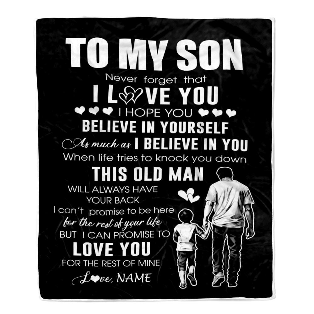 Personalized To My Son Blanket From Dad Father This Old Man Love You Son Birthday Gifts Graduation Christmas Customized Bed Fleece Throw Blanket | siriusteestore