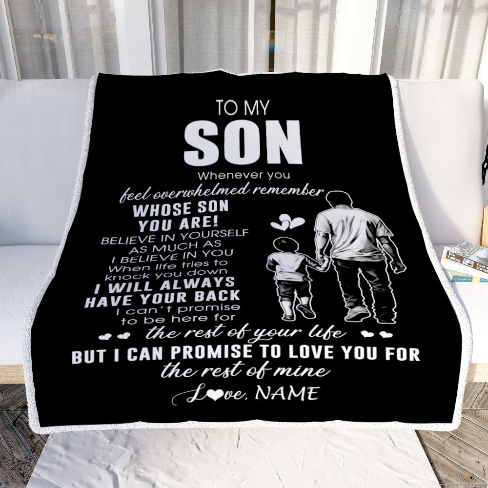Personalized To My Son Blanket From Dad Father Whenever You Feel Overwhelmed Son Birthday Graduation Christmas Customized Fleece Throw Blanket | siriusteestore