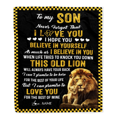 Personalized To My Son Blanket From Dad This Old Lion Love You Son Birthday Graduation Christmas Customized Fleece Blanket | siriusteestore