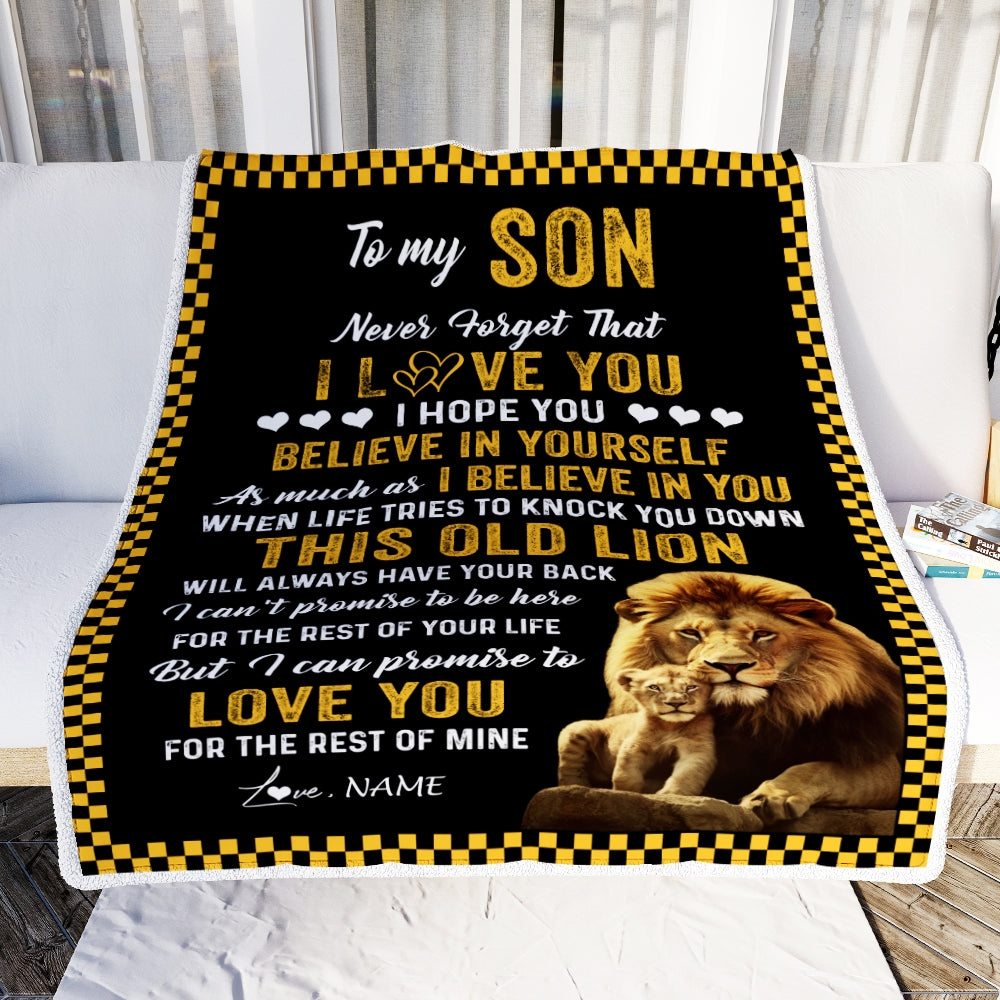 Personalized To My Son Blanket From Dad This Old Lion Love You Son Birthday Graduation Christmas Customized Fleece Blanket | siriusteestore