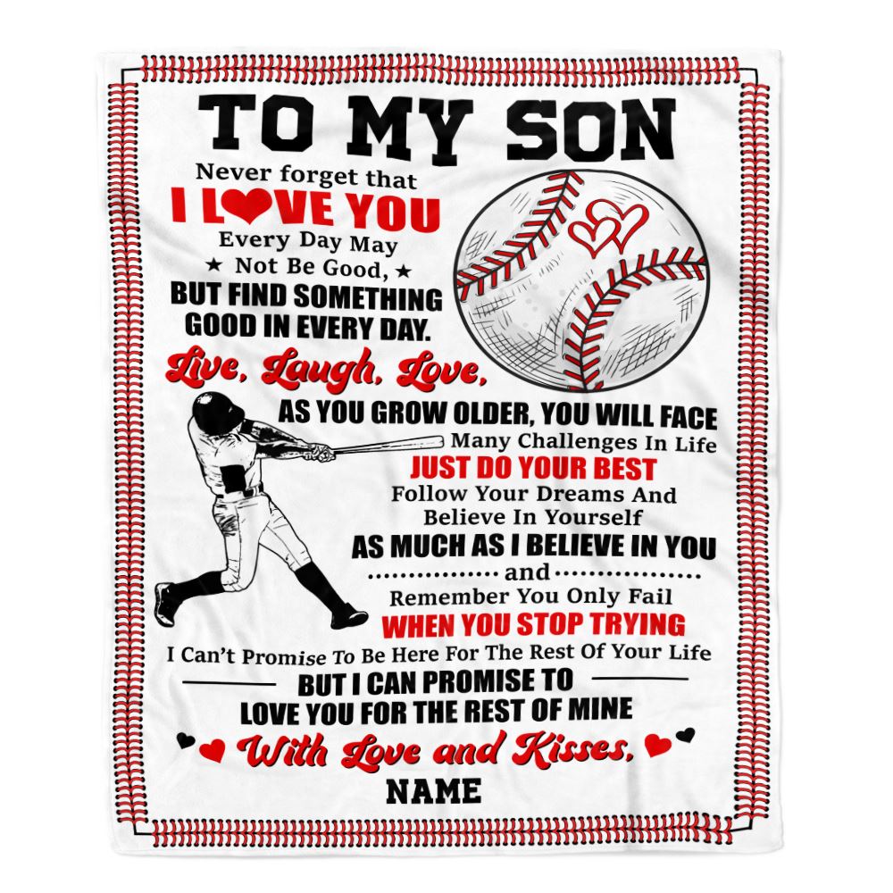 Personalized To My Son Blanket From Mom Dad Father I Believe In You Baseball Son Birthday Graduation Christmas Customized Bed Fleece Throw Blanket | siriusteestore