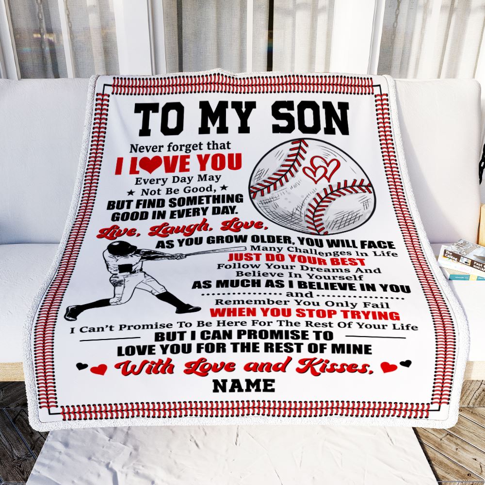 Personalized To My Son Blanket From Mom Dad Father I Believe In You Baseball Son Birthday Graduation Christmas Customized Bed Fleece Throw Blanket | siriusteestore