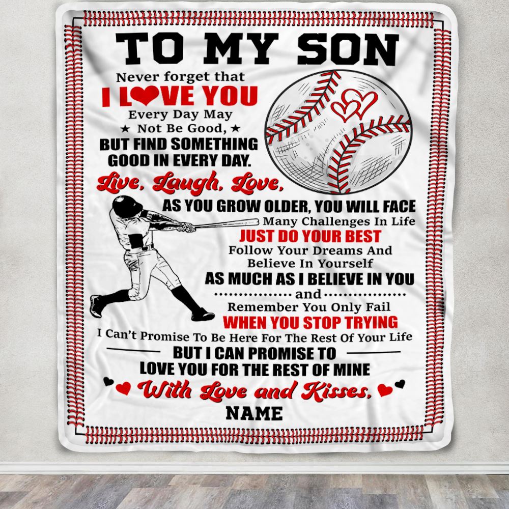 Personalized To My Son Blanket From Mom Dad Father I Believe In You Baseball Son Birthday Graduation Christmas Customized Bed Fleece Throw Blanket | siriusteestore