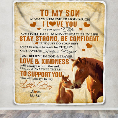 Personalized To My Son Blanket From Mom Dad Mother Always Remember I Love You Horse Son Birthday Graduation Christmas Customized Fleece Blanket | siriusteestore