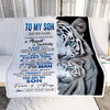 Personalized To My Son Blanket From Mom Dad Mother Father I Close My Eyes White Tiger Son Birthday Gifts Graduation Christmas Custom Fleece Throw Blanket | siriusteestore