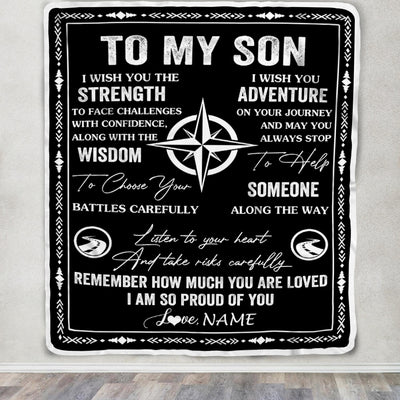 Personalized To My Son Blanket From Mom Dad Mother Father I Wish You The Strength Son Birthday Gifts Graduation Christmas Customized Fleece Throw Blanket | siriusteestore