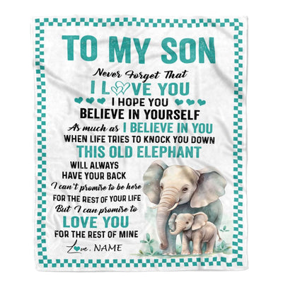 Personalized To My Son Blanket From Mom Dad Mother Father This Old Elephant Love You Son Birthday Gifts Graduation Christmas Customized Fleece Throw Blanket | siriusteestore