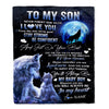 Personalized To My Son Blanket From Mom Dad Mother Father Wolf Never Forget How Much I Love You Son Birthday Christmas Customized Bed Fleece Throw Blanket | siriusteestore