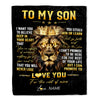 Personalized To My Son Blanket From Mom Dad Mother Father You Will Never Lose Lion Son Birthday Graduation Christmas Customized Fleece Throw Blanket | siriusteestore