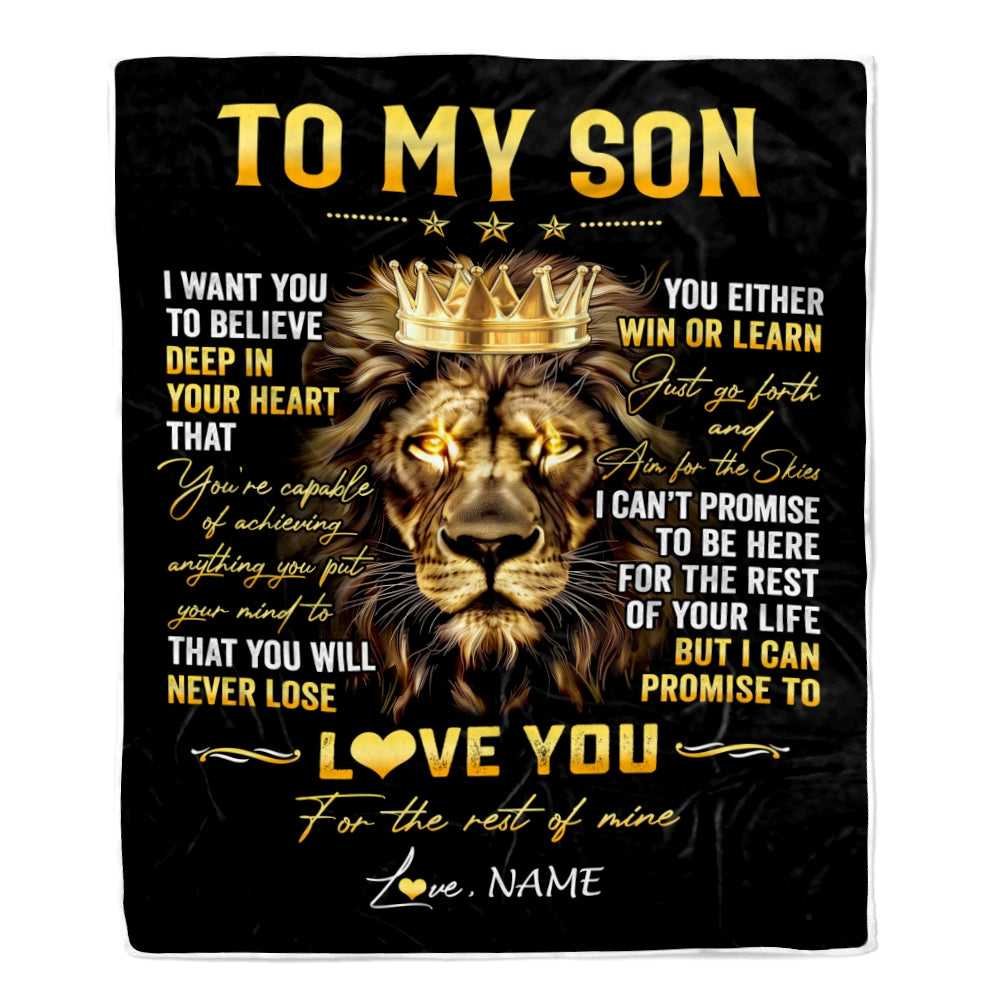 Personalized To My Son Blanket From Mom Dad Mother Father You Will Never Lose Lion Son Birthday Graduation Christmas Customized Fleece Throw Blanket | siriusteestore
