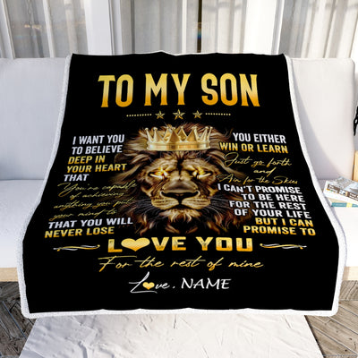 Personalized To My Son Blanket From Mom Dad Mother Father You Will Never Lose Lion Son Birthday Graduation Christmas Customized Fleece Throw Blanket | siriusteestore