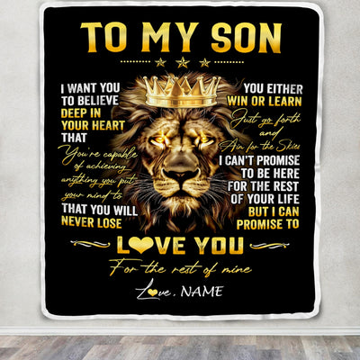 Personalized To My Son Blanket From Mom Dad Mother Father You Will Never Lose Lion Son Birthday Graduation Christmas Customized Fleece Throw Blanket | siriusteestore