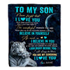 Personalized To My Son Blanket From Mom Dad Mother Never Forget I Love You White Tiger Son Birthday Graduation Christmas Customized Bed Fleece Throw Blanket | siriusteestore