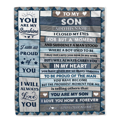 Personalized To My Son Blanket From Mom Dad Mother Wood I Closed My Eyes Gifts For Son Birthday Gifts Graduation Christmas Customized Fleece Throw Blanket | siriusteestore