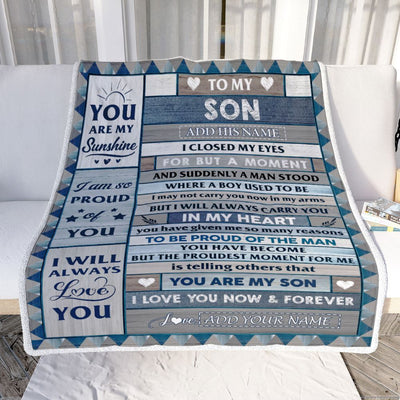 Personalized To My Son Blanket From Mom Dad Mother Wood I Closed My Eyes Gifts For Son Birthday Gifts Graduation Christmas Customized Fleece Throw Blanket | siriusteestore
