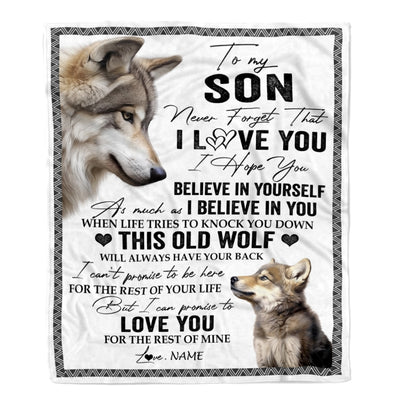Personalized To My Son Blanket From Mom Dad This Old Wolf Love You Son Birthday Graduation Christmas Customized Fleece Blanket | siriusteestore