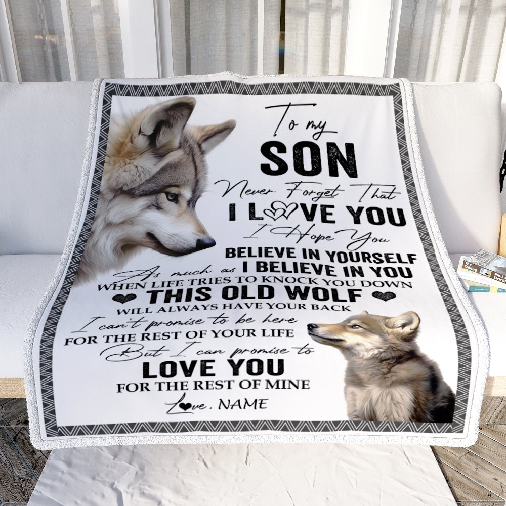 Personalized To My Son Blanket From Mom Dad This Old Wolf Love You Son Birthday Graduation Christmas Customized Fleece Blanket | siriusteestore