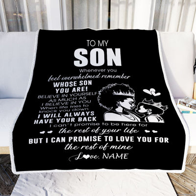 Personalized To My Son Blanket From Mom Mother African Woman Whenever You Feel Overwhelmed Son Birthday Graduation Christmas Customized Fleece Blanket | siriusteestore