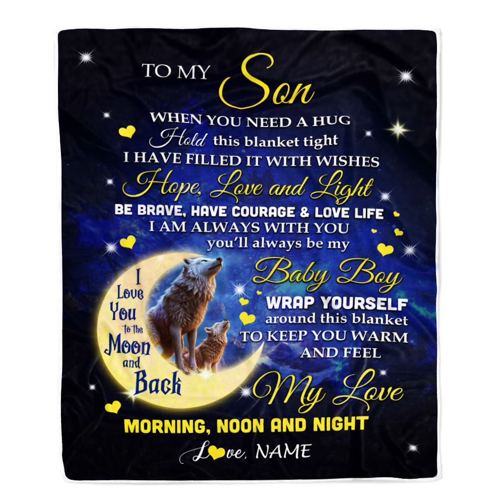 Personalized To My Son Blanket From Mom Mother Dad Father I Am Always With You Wolf Son Birthday Graduation Christmas Customized Bed Fleece Throw Blanket | siriusteestore