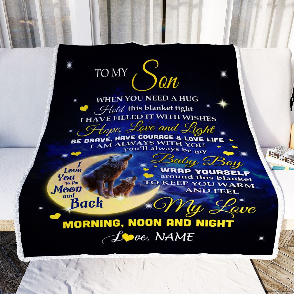 Personalized To My Son Blanket From Mom Mother Dad Father I Am Always With You Wolf Son Birthday Graduation Christmas Customized Bed Fleece Throw Blanket | siriusteestore