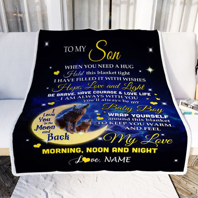 Personalized To My Son Blanket From Mom Mother Dad Father I Am Always With You Wolf Son Birthday Graduation Christmas Customized Bed Fleece Throw Blanket | siriusteestore