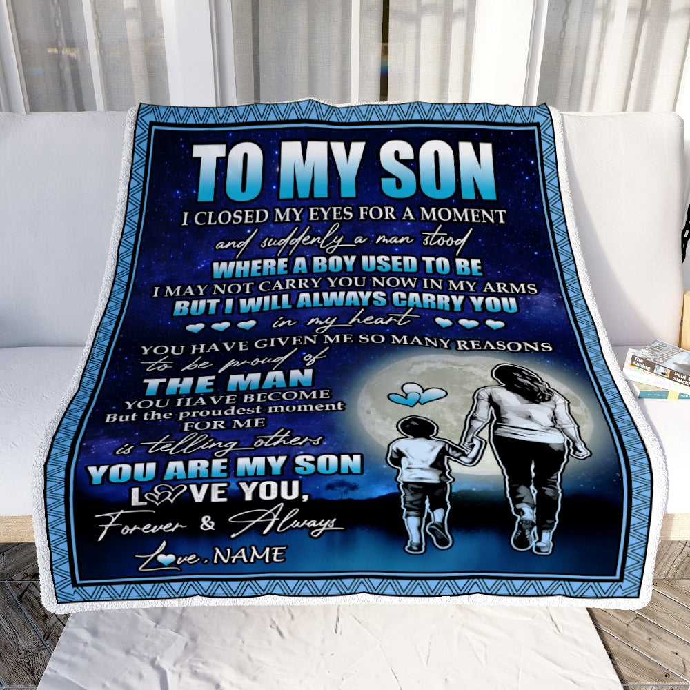 Personalized To My Son Blanket From Mom Mother I Closed My Eyes For A Moment Son Birthday Thanksgiving Graduation Christmas Customized Fleece Blanket | siriusteestore