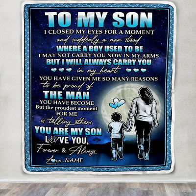Personalized To My Son Blanket From Mom Mother I Closed My Eyes For A Moment Son Birthday Thanksgiving Graduation Christmas Customized Fleece Blanket | siriusteestore