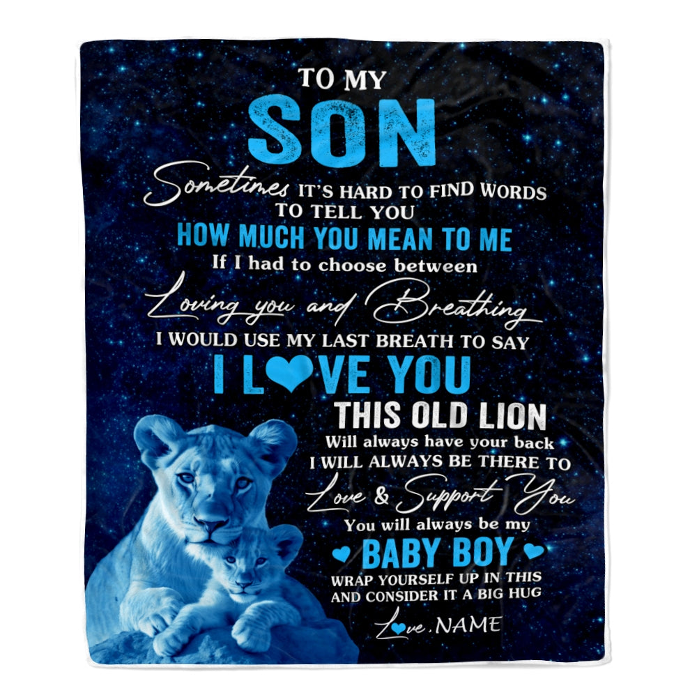 Personalized To My Son Blanket From Mom Mother I Love You This Old Lion Son Birthday Graduation Christmas Customized Bed Fleece Throw Blanket | siriusteestore