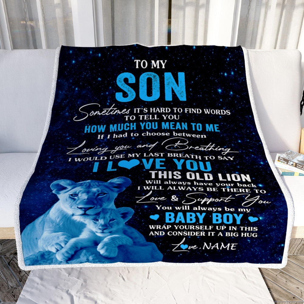 Personalized To My Son Blanket From Mom Mother I Love You This Old Lion Son Birthday Graduation Christmas Customized Bed Fleece Throw Blanket | siriusteestore