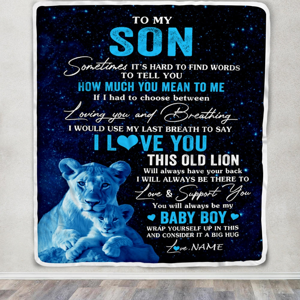 Personalized To My Son Blanket From Mom Mother I Love You This Old Lion Son Birthday Graduation Christmas Customized Bed Fleece Throw Blanket | siriusteestore