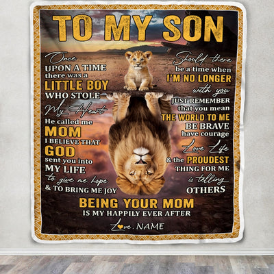 Personalized To My Son Blanket From Mom Mother Lion Being Your Mom Is My Happily Ever Son Birthday Graduation Christmas Customized Fleece Throw Blanket | siriusteestore