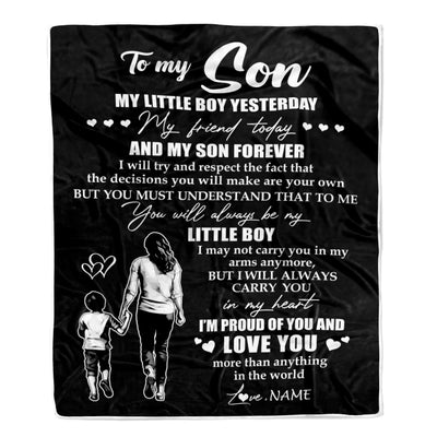 Personalized To My Son Blanket From Mom Mother My Little Boy My Friend Proud And Love Son Birthday Graduation Christmas Customized Fleece Throw Blanket | siriusteestore