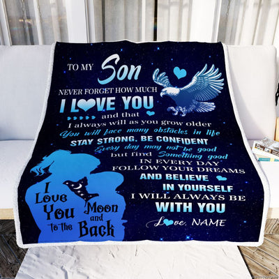 Personalized To My Son Blanket From Mom Mother Never Forget I Love You Eagle Son Gift Birthday Graduation Christmas Customized Fleece Throw Blanket | siriusteestore