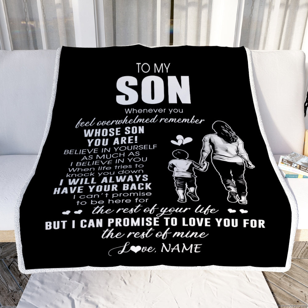 Personalized To My Son Blanket From Mom Mother Whenever You Feel Overwhelmed Son Birthday Graduation Christmas Customized Bed Fleece Throw Blanket | siriusteestore